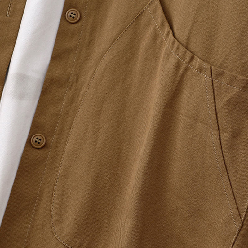 Kurtka damska z długim rękawem i kieszeniami z bawełny w jednolitym kolorze z Buddha Stones - image 6