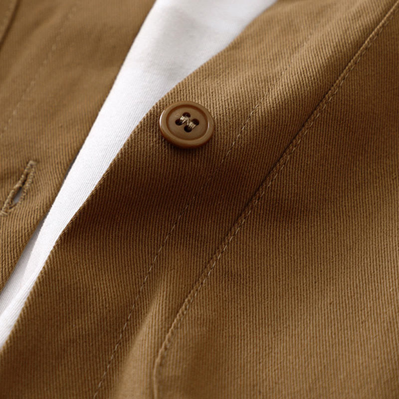 Kurtka damska z długim rękawem i kieszeniami z bawełny w jednolitym kolorze z Buddha Stones - image 8