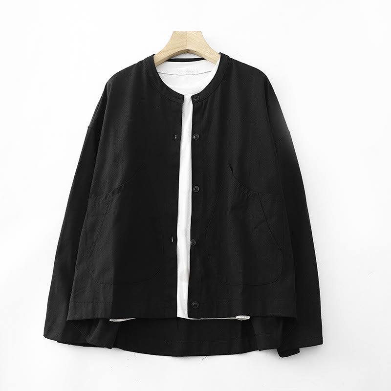 Kurtka damska z długim rękawem i kieszeniami z bawełny w jednolitym kolorze z Buddha Stones - Czarny - US14, UK/AU18, EU46 (2XL) - image 9