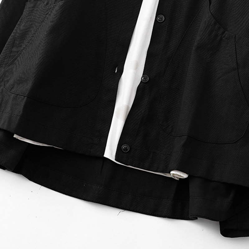 Kurtka damska z długim rękawem i kieszeniami z bawełny w jednolitym kolorze z Buddha Stones - image 15