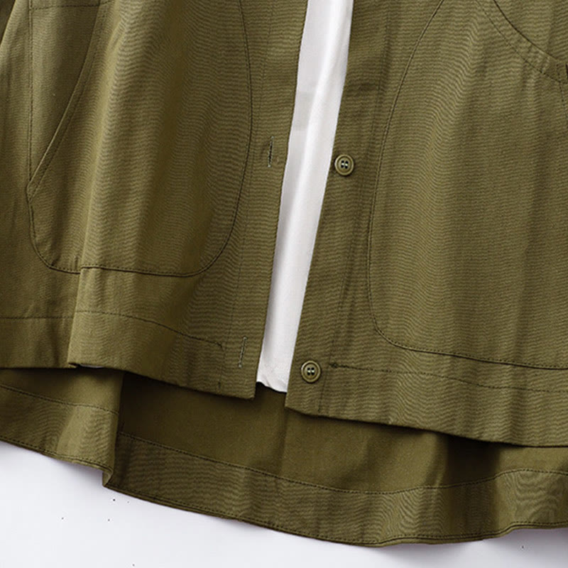 Kurtka damska z długim rękawem i kieszeniami z bawełny w jednolitym kolorze z Buddha Stones - image 18