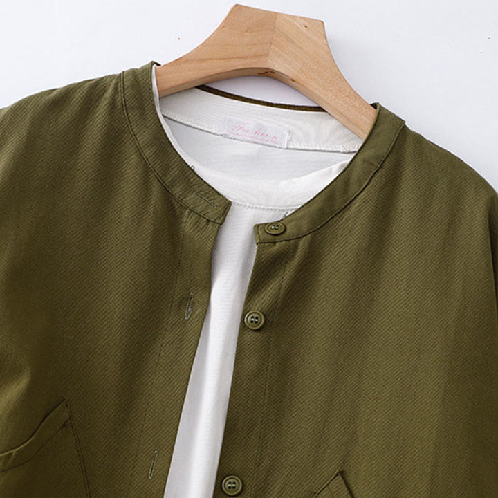 Kurtka damska z długim rękawem i kieszeniami z bawełny w jednolitym kolorze z Buddha Stones - image 17