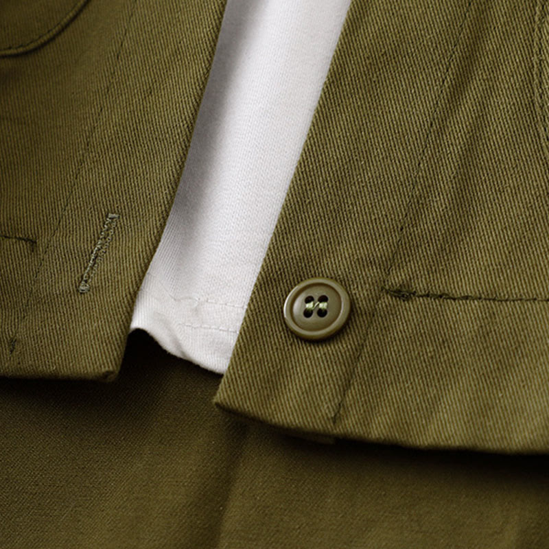 Kurtka damska z długim rękawem i kieszeniami z bawełny w jednolitym kolorze z Buddha Stones - image 19