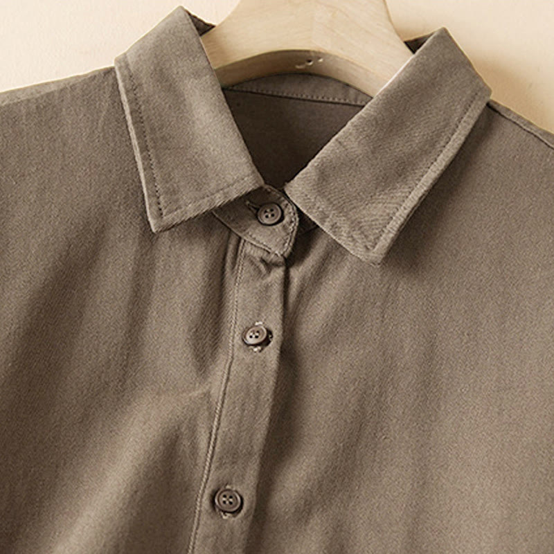 Kurtka damska z długim rękawem z bawełny i lnu z kieszeniami i nieregularnym wzorem "Buddha Stones" - image 15