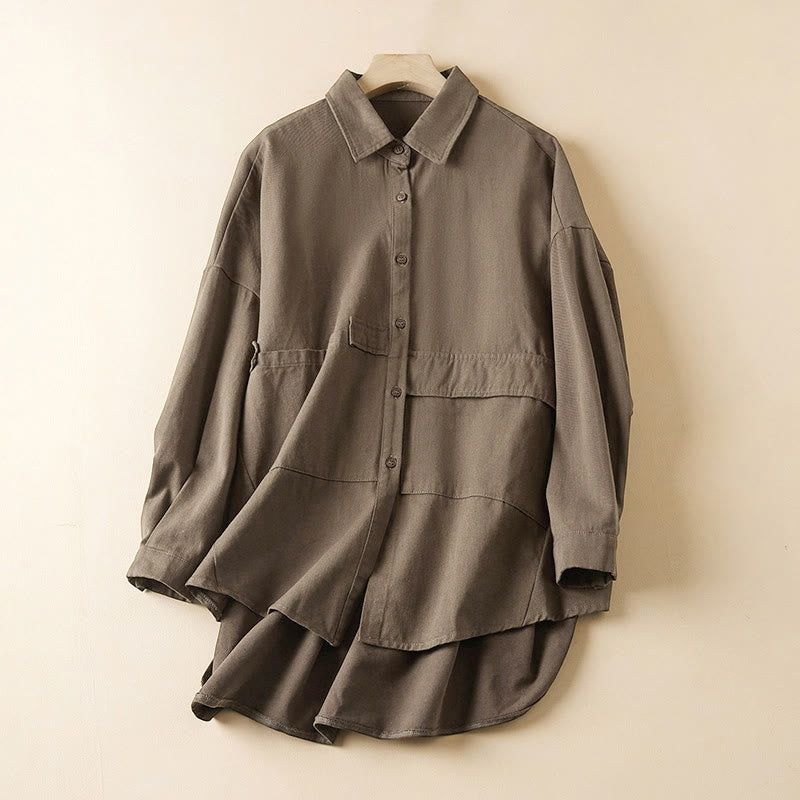 Kurtka damska z długim rękawem z bawełny i lnu z kieszeniami i nieregularnym wzorem "Buddha Stones" - Dębnik - US14, UK/AU18, EU46 (2XL) - image 14