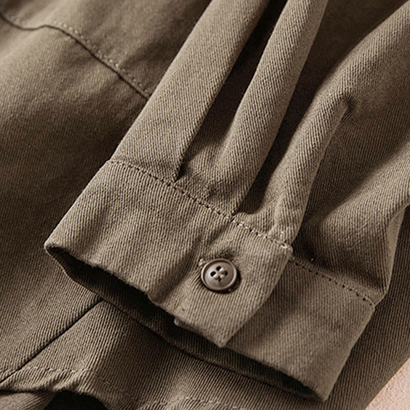 Kurtka damska z długim rękawem z bawełny i lnu z kieszeniami i nieregularnym wzorem "Buddha Stones" - image 20