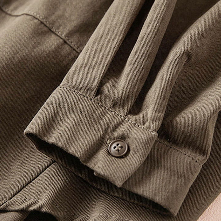 Kurtka damska z długim rękawem z bawełny i lnu z kieszeniami i nieregularnym wzorem "Buddha Stones" - image 20