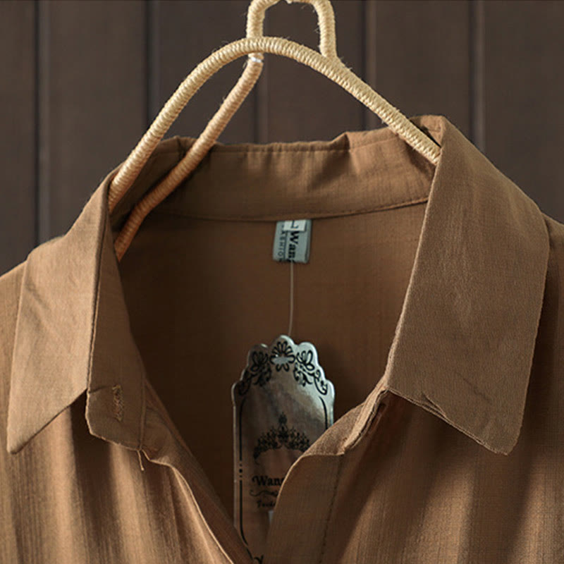 Płaszcz damski z bawełny z kieszeniami i gładkimi guzikami z Buddha Stones - image 6