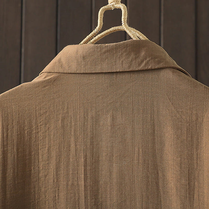 Płaszcz damski z bawełny z kieszeniami i gładkimi guzikami z Buddha Stones - image 2