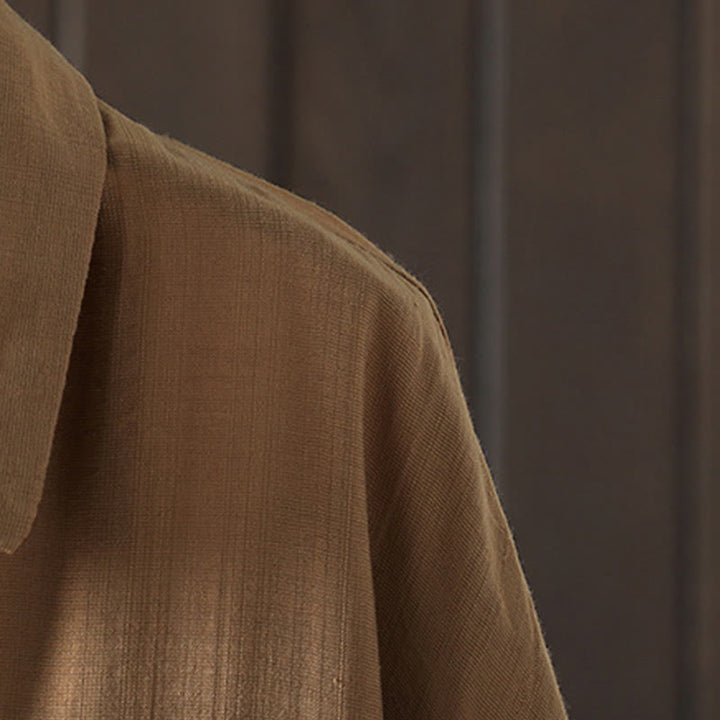 Płaszcz damski z bawełny z kieszeniami i gładkimi guzikami z Buddha Stones - image 4