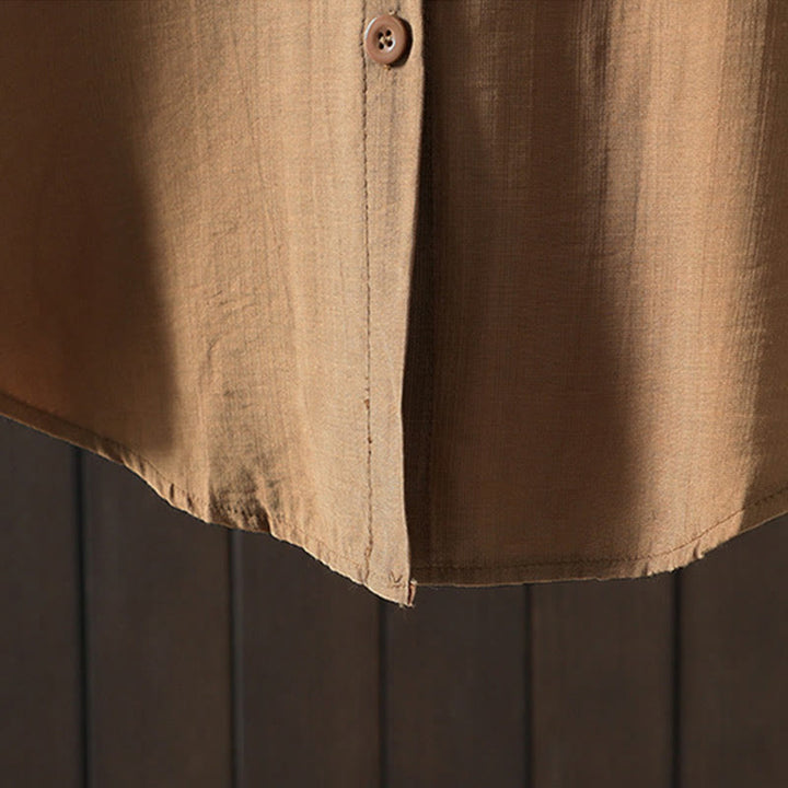 Płaszcz damski z bawełny z kieszeniami i gładkimi guzikami z Buddha Stones - image 3