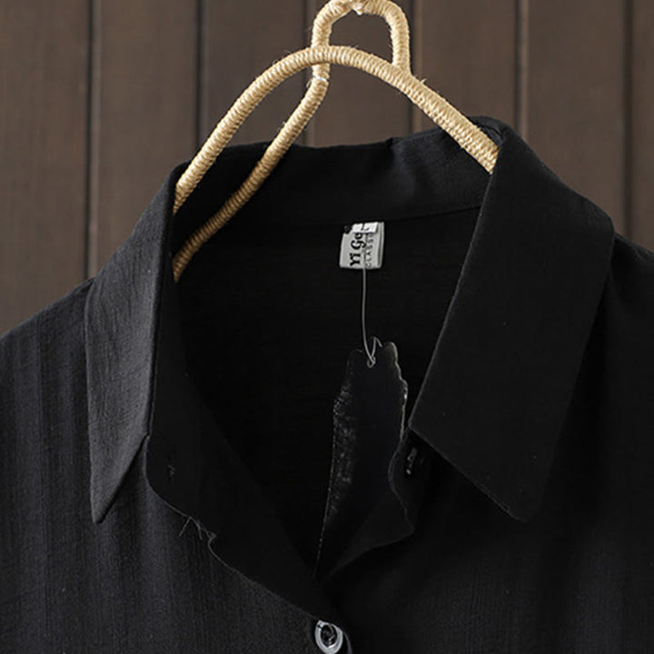 Płaszcz damski z bawełny z kieszeniami i gładkimi guzikami z Buddha Stones - image 11