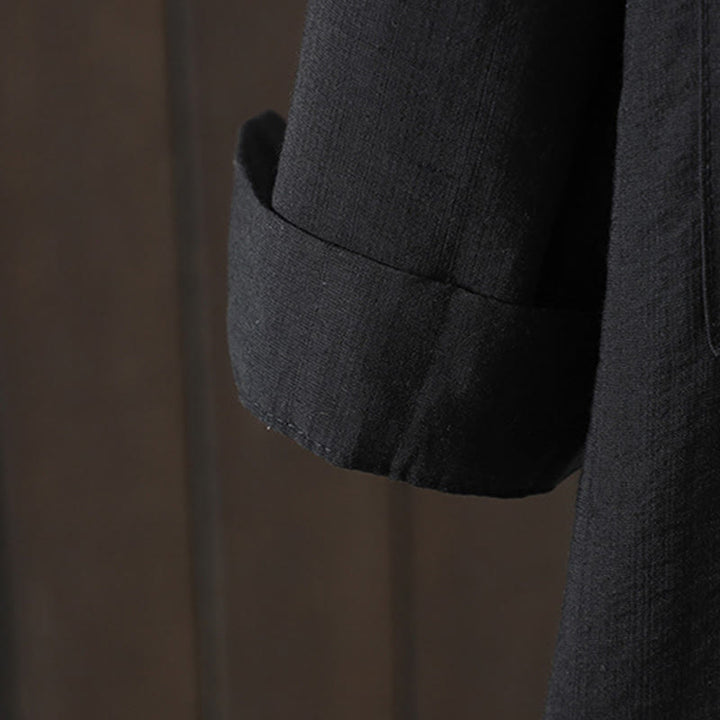 Płaszcz damski z bawełny z kieszeniami i gładkimi guzikami z Buddha Stones - image 12