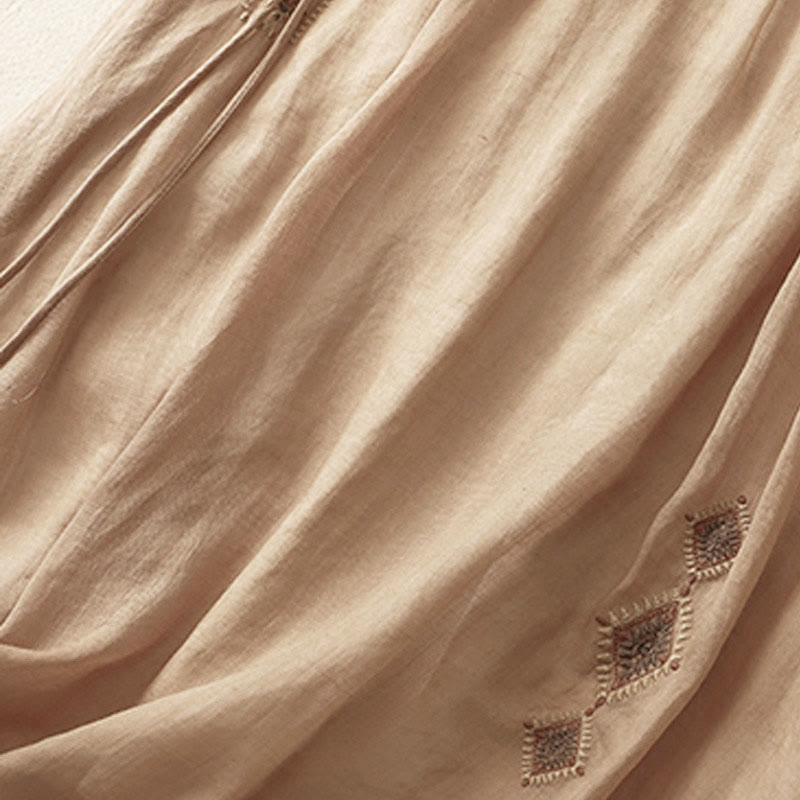 Buddha Stones Etniczne Vintage Haftowane Guziki Projekt Damska Spódnica Bawełniana Lniana 7-8 Długość - image 12