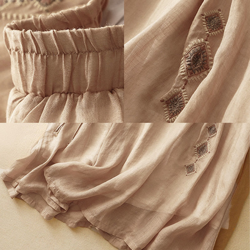 Buddha Stones Etniczne Vintage Haftowane Guziki Projekt Damska Spódnica Bawełniana Lniana 7-8 Długość - image 13