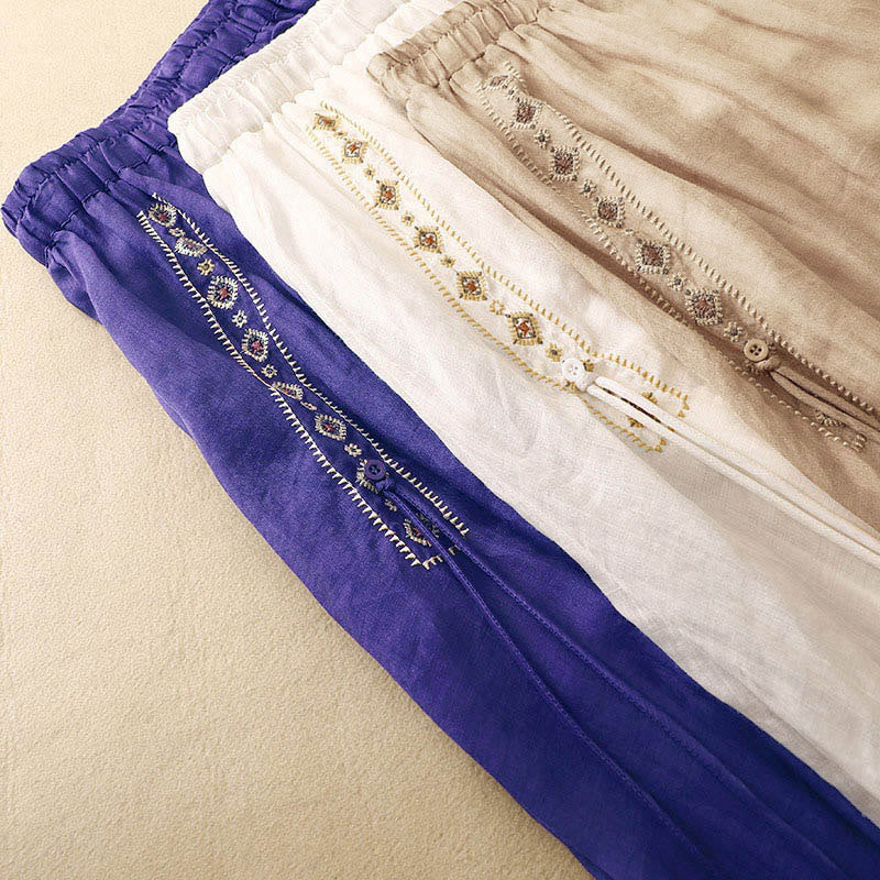 Buddha Stones Etniczne Vintage Haftowane Guziki Projekt Damska Spódnica Bawełniana Lniana 7-8 Długość - image 17