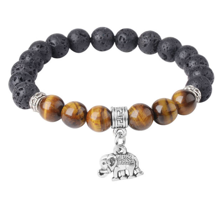 Bransoletka lecznicza z czarnymi koralikami z lawy wulkanicznej i Buddha Stones , ze wzorem zwierzęcym - image 5