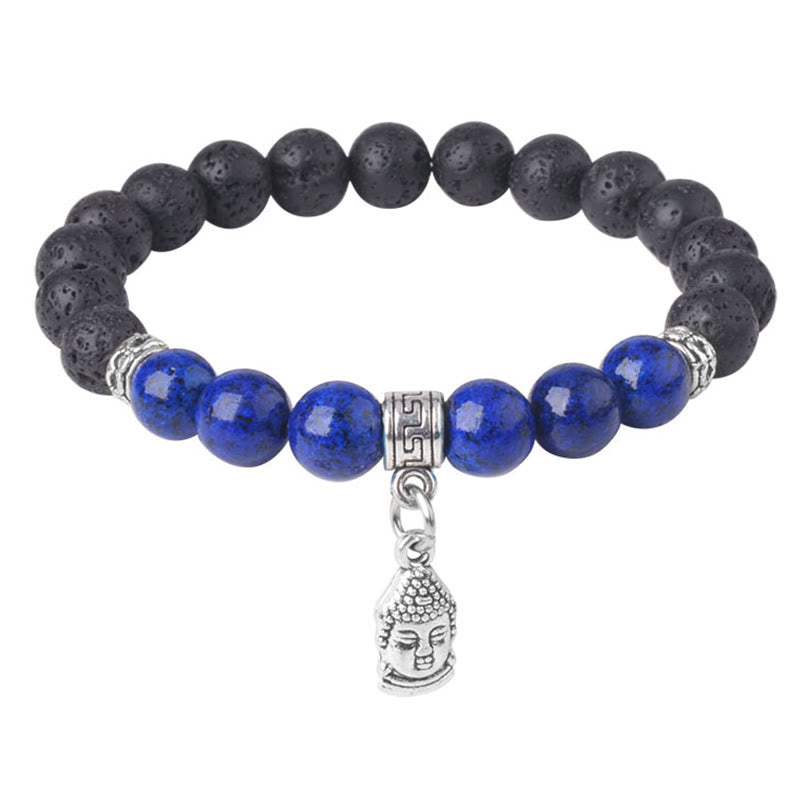 Bransoletka lecznicza z czarnymi koralikami z lawy wulkanicznej i Buddha Stones , ze wzorem zwierzęcym - image 12