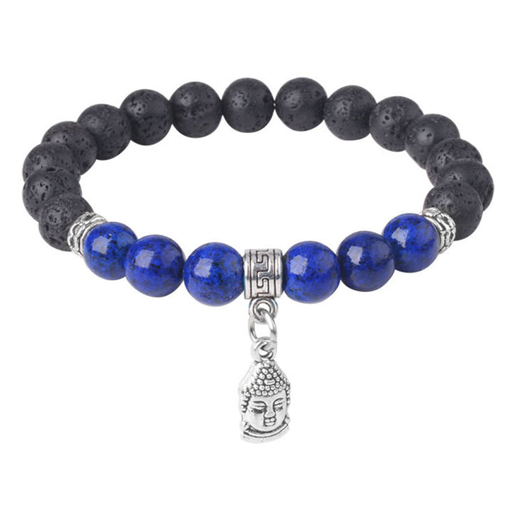 Bransoletka lecznicza z czarnymi koralikami z lawy wulkanicznej i Buddha Stones , ze wzorem zwierzęcym - image 12