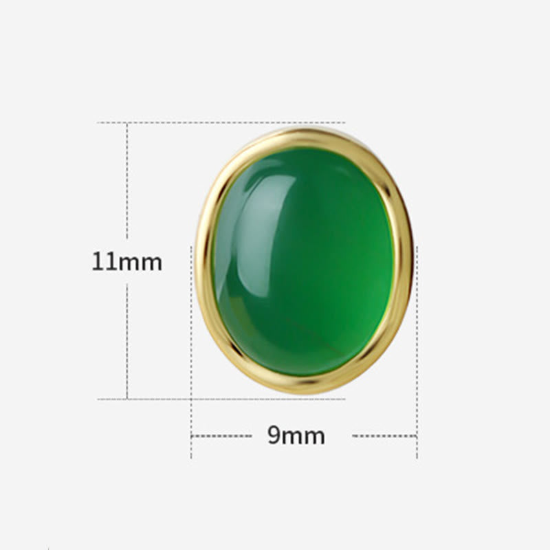 Kolczyki z Buddha Stones ze srebra próby 925 i zielonym chalcedonem  - image 3