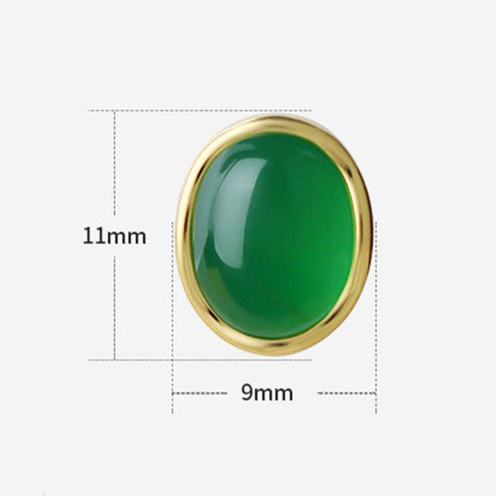 Kolczyki z Buddha Stones ze srebra próby 925 i zielonym chalcedonem  - image 3