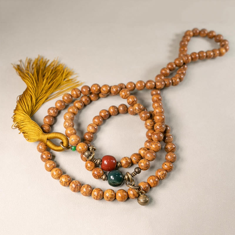 Buddha Stones 108 Koraliki Mala Bodhi Nasiona Mądrości Spokoju Bransoletka z Chwostem - image 7