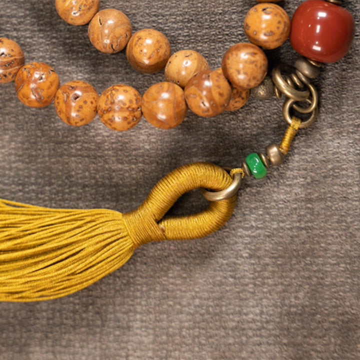 Buddha Stones 108 Koraliki Mala Bodhi Nasiona Mądrości Spokoju Bransoletka z Chwostem - image 9
