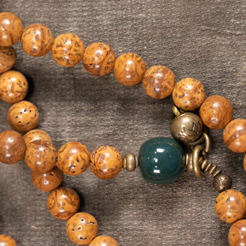 Buddha Stones 108 Koraliki Mala Bodhi Nasiona Mądrości Spokoju Bransoletka z Chwostem - image 8
