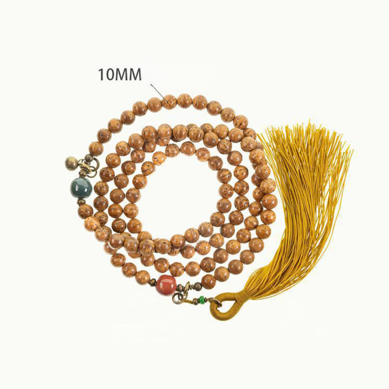Buddha Stones 108 Koraliki Mala Bodhi Nasiona Mądrości Spokoju Bransoletka z Chwostem - image 11