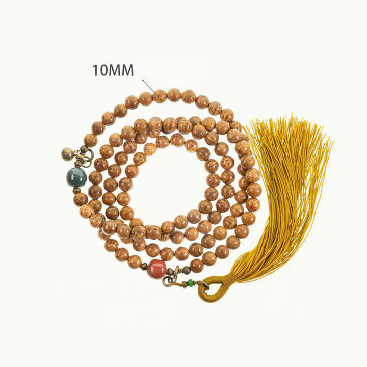 Buddha Stones 108 Koraliki Mala Bodhi Nasiona Mądrości Spokoju Bransoletka z Chwostem - image 11