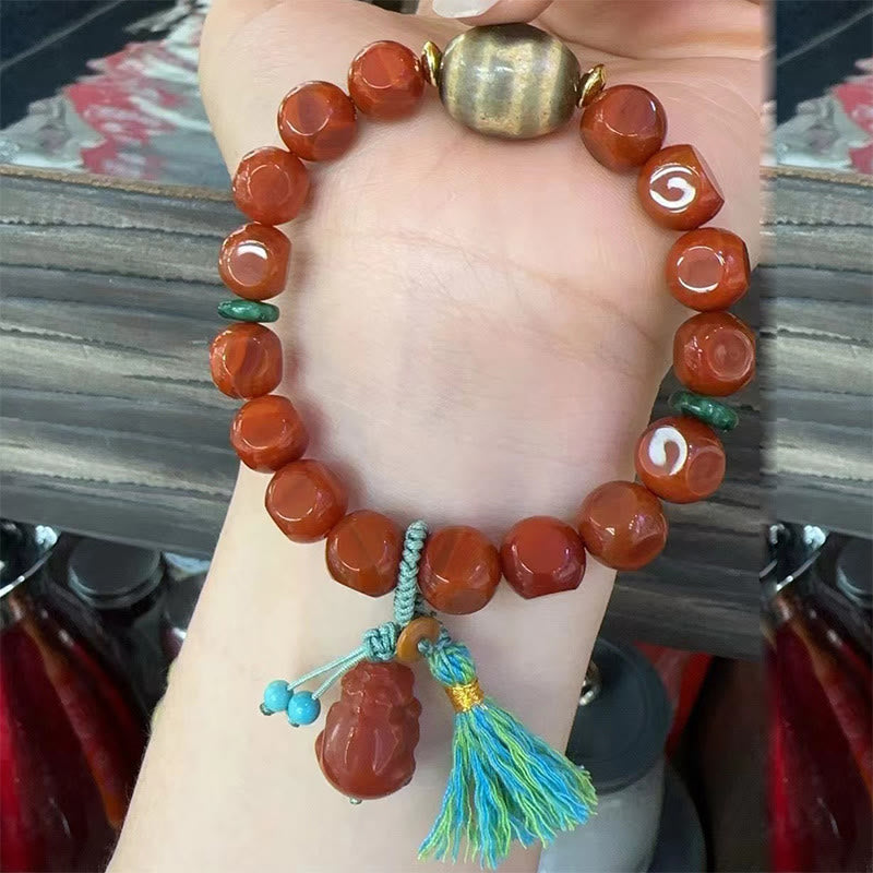Bransoletka z koralików PiXiu Dzi z Buddha Stones , naturalnego czerwonego agatu z południa USA, zapewniająca szczęście - image 9