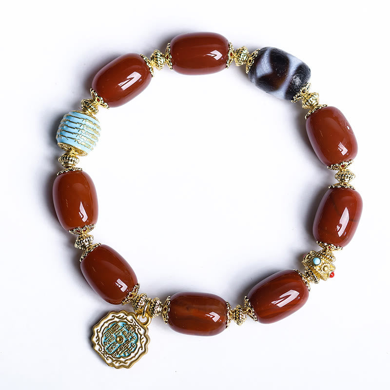 Bransoletka mocy z koralików Bagua Dzi z naturalnego czerwonego agatu z Południa i Buddha Stones - image 8