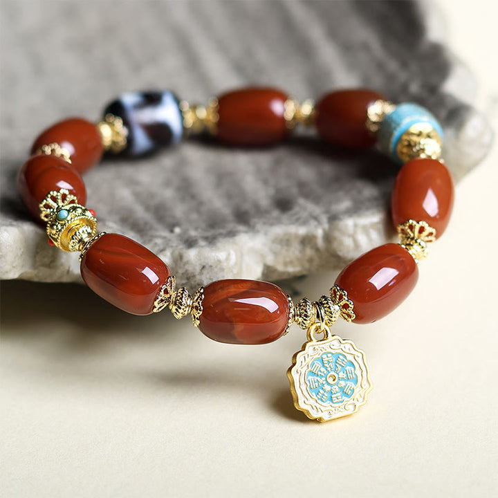 Bransoletka mocy z koralików Bagua Dzi z naturalnego czerwonego agatu z Południa i Buddha Stones - image 4