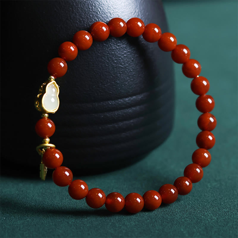Bransoletka z naturalnego czerwonego agatu z hetianu i tykwy z kamieni Buddha Stones - image 3