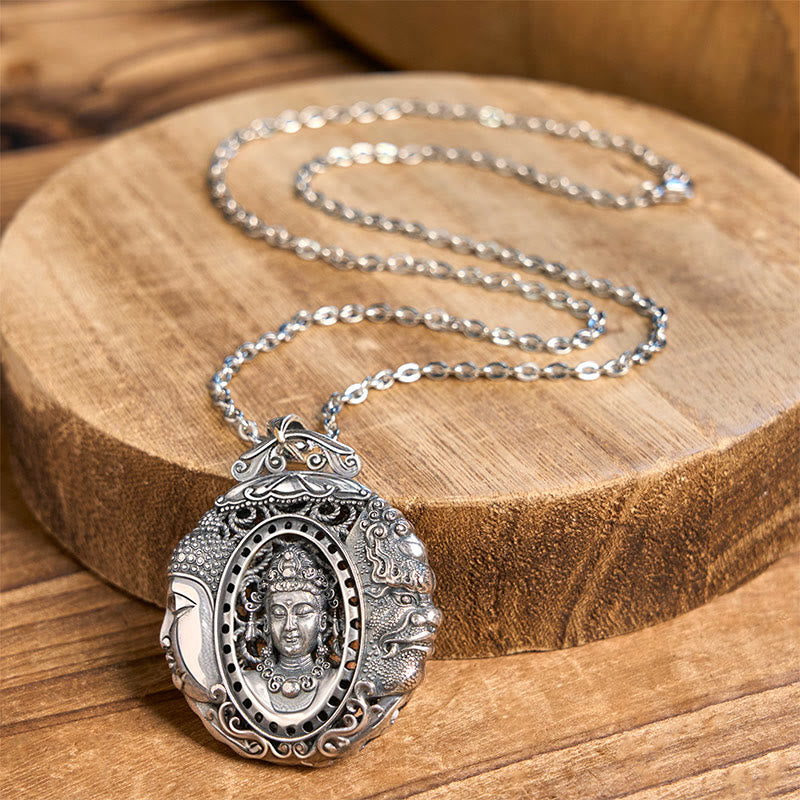 Buddha Stones Miedziany naszyjnik z wisiorkiem w kształcie Buddy i diabła - image 2