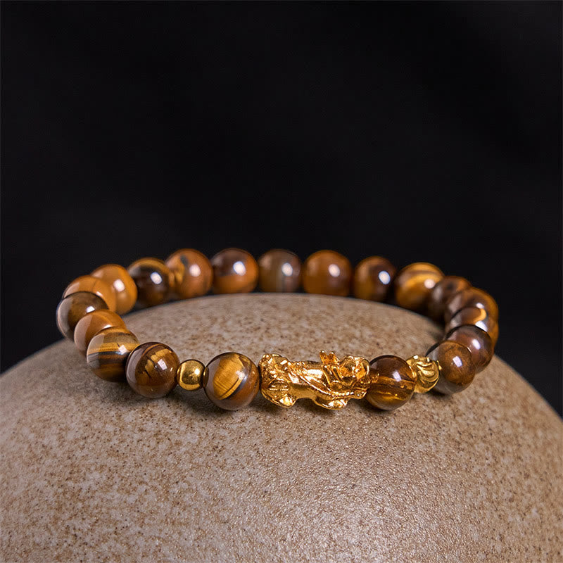 Różnokolorowe Buddha Stones z tygrysim okiem, bransoletka PiXiu Wealth Courage - image 2