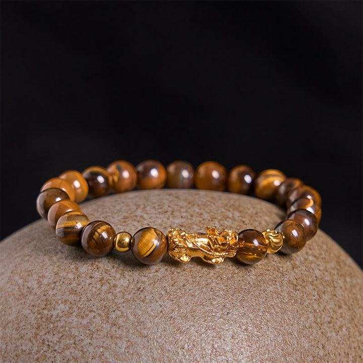 Różnokolorowe Buddha Stones z tygrysim okiem, bransoletka PiXiu Wealth Courage - image 2
