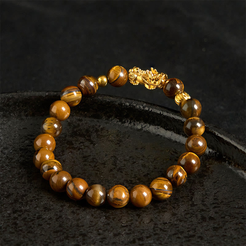 Różnokolorowe Buddha Stones z tygrysim okiem, bransoletka PiXiu Wealth Courage - image 3