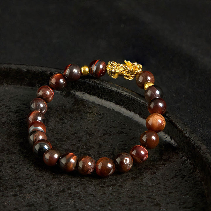 Różnokolorowe Buddha Stones z tygrysim okiem, bransoletka PiXiu Wealth Courage - image 18