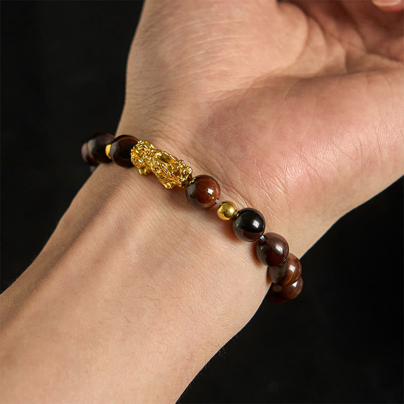 Różnokolorowe Buddha Stones z tygrysim okiem, bransoletka PiXiu Wealth Courage - image 19
