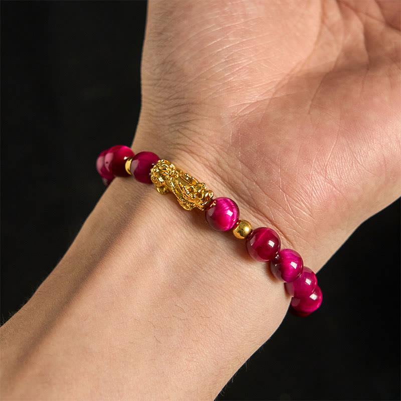 Różnokolorowe Buddha Stones z tygrysim okiem, bransoletka PiXiu Wealth Courage - image 15