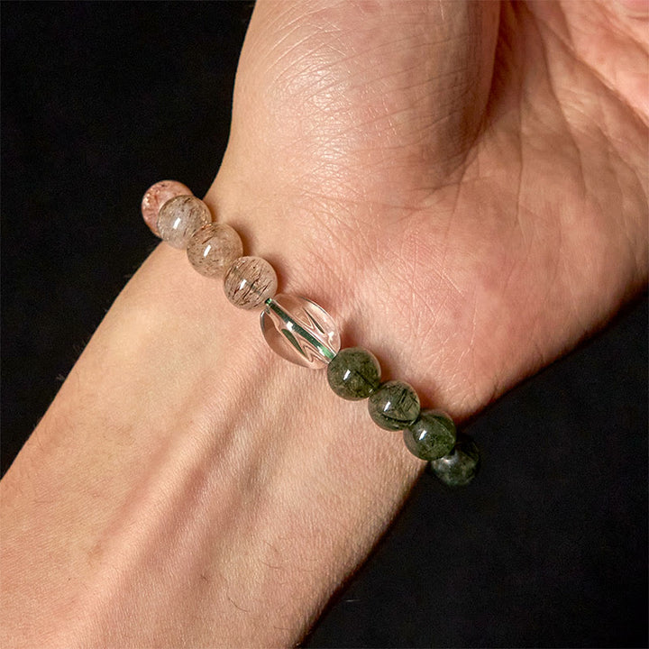 Bransoletka z Buddha Stones , naturalnym zielonym kwarcem rutylowym Super Seven Crystal Wealth - image 5