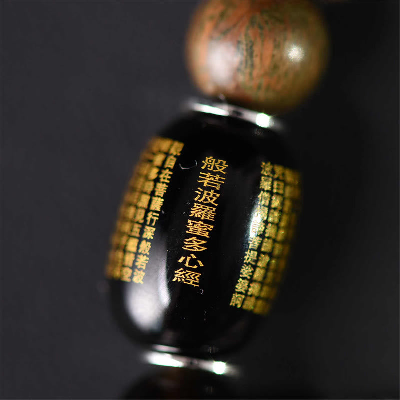 Bransoletka z podwójnie owiniętym, zielonym, tybetańskim sandałowcem i złotym połyskiem obsydianu z Buddha Stones - image 9