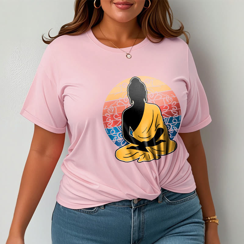 Koszulka z nadrukiem "Buddha Stones" z motywem medytującego Buddy w swobodnym, kolorowym kolorze - image 14