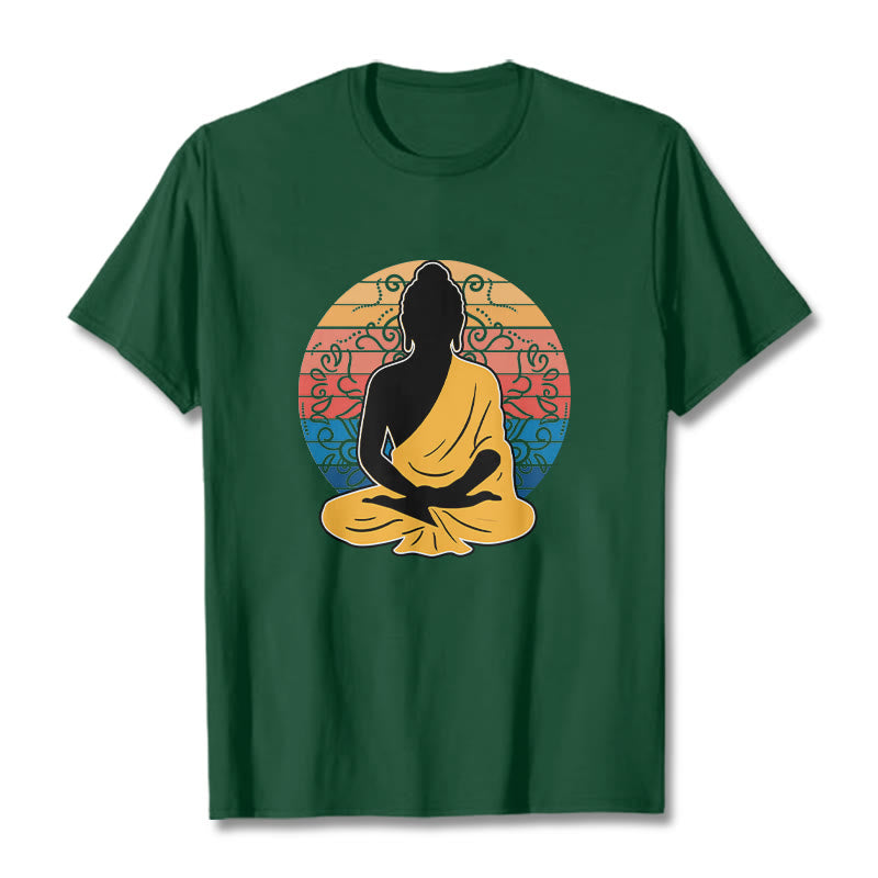 Koszulka z nadrukiem "Buddha Stones" z motywem medytującego Buddy w swobodnym, kolorowym kolorze - ForestGreen - 2XL - image 11