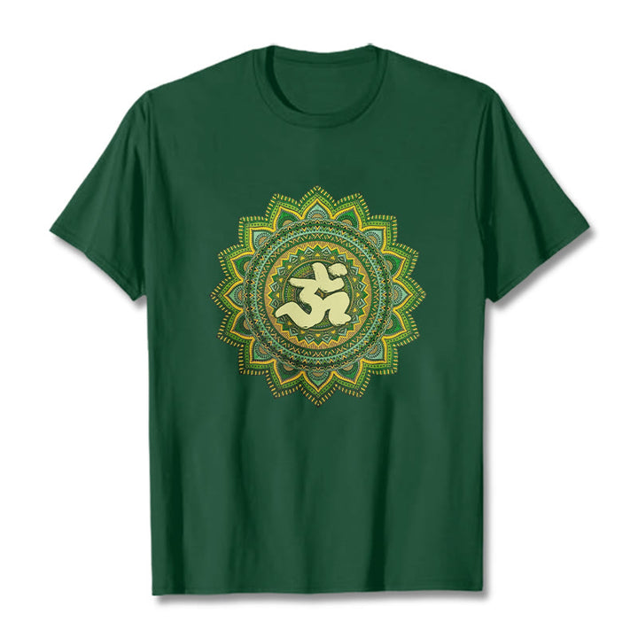 Koszulka z bawełny z motywem symbolu Om i mandali "Buddha Stones" w kolorze zielonym - ForestGreen - 2XL - image 11