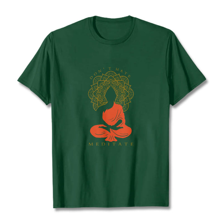 Koszulka z bawełny z motywem medytacyjnego Buddha Stones Buddy" - ForestGreen - 2XL - image 11