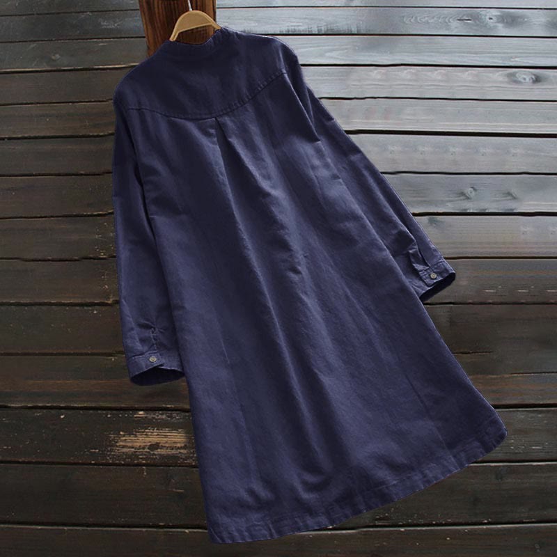 Koszula damska z długim rękawem i kieszeniami „Buddha Stones” z solidnymi guzikami - image 15