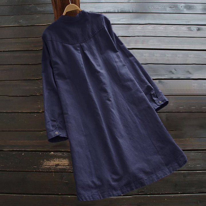 Koszula damska z długim rękawem i kieszeniami „Buddha Stones” z solidnymi guzikami - image 15