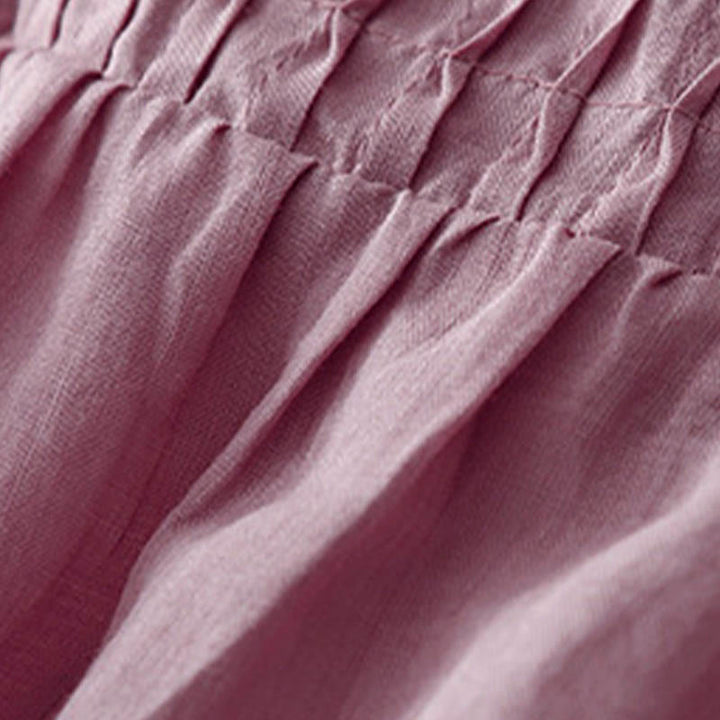 Koszula damska z krótkim rękawem i okrągłym dekoltem w serek Buddha Stones Casual Plain Loose Cotton - image 8